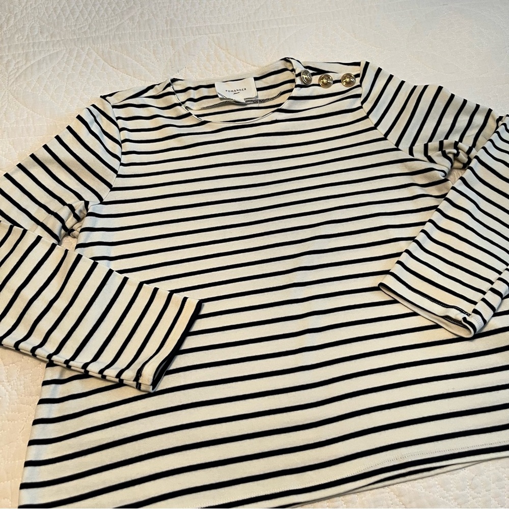 NWOT TUCKERNUCK POMANDER PLACE Navy Stripe Bowman Long Sleeve Shirt. Large - Picture 6 of 10